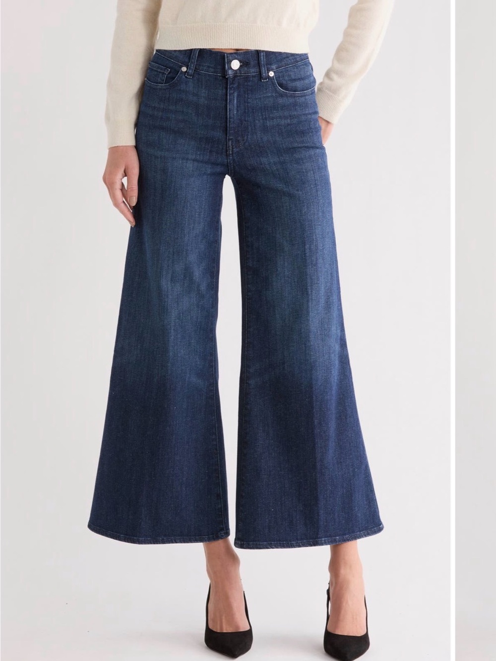 Frame Le Palazzo Crop Wide Leg Dark Wash Jeans Size 26 Elevated Basic Denim